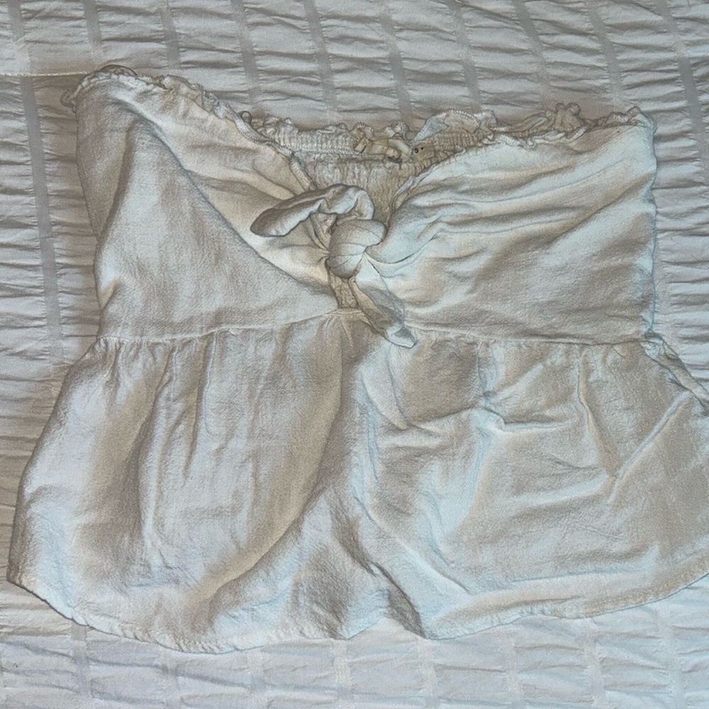cute white strapless top